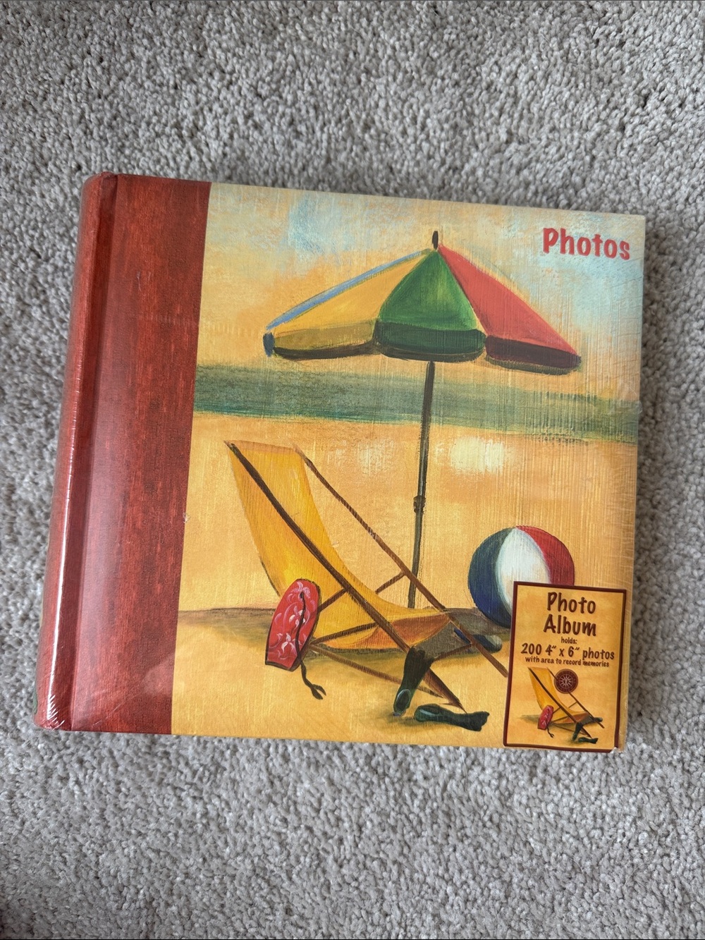 Beach Scene Photo Album in Yellow and Red - Vintage Beach Theme Photo Album
